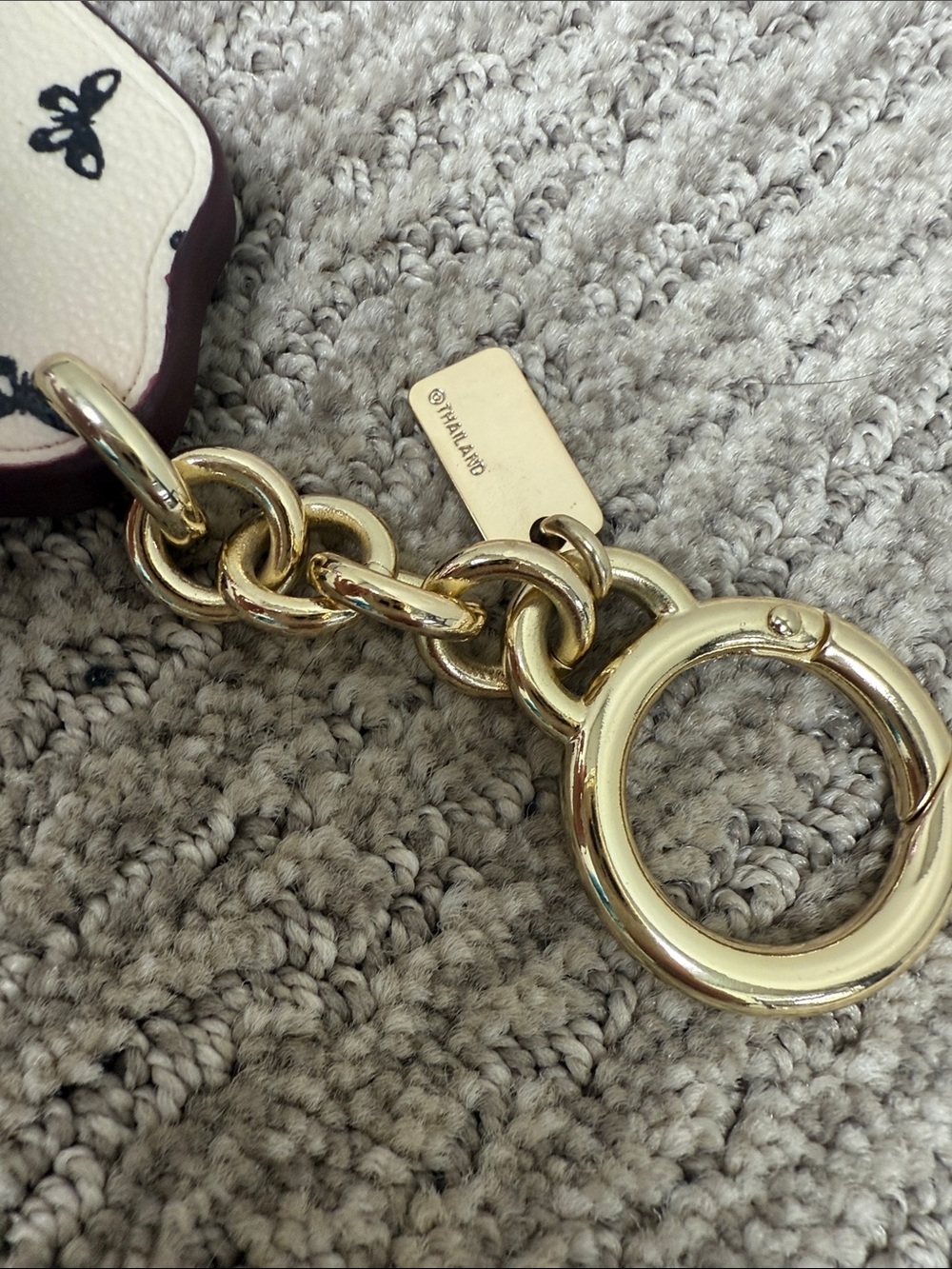 Coach White Butterfly Print Key Chain with Black Motif- NWOT - Picture 3 of 7